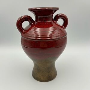 Southern Living at Home 8” Verona RED Pottery Olive Jar Vase Urn Double Handle